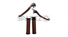 thumbnail image 2 of AEspares Tan Leather Hand Lever & Grip Set For Royal Enfield Bullet Classic 350/500 (UCE/EFI) 2 of 4