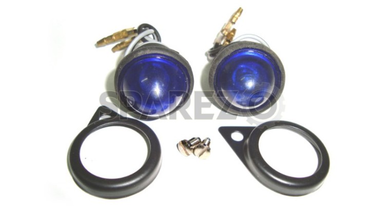 Complete Blue Pilot Lamp Assly 12v Black Rim - SPAREZO