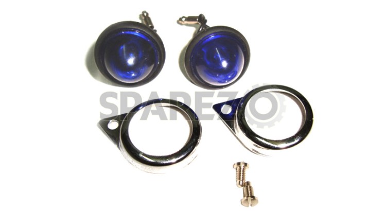 Complete Blue Pilot Lamp 12v Chromed Rim Assembly - SPAREZO