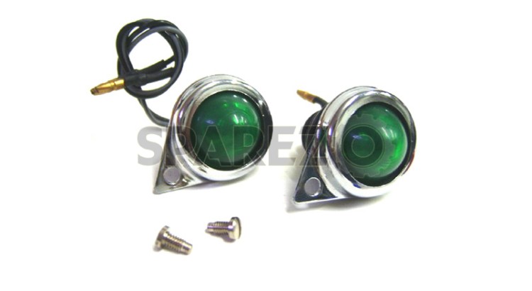 Complete Green Pilot Lamp 12v Chromed Rim Assembly - SPAREZO