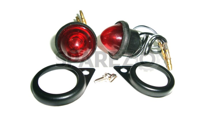 Complete Red Pilot Lamp 12v Black Rim Assembly - SPAREZO