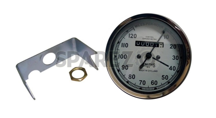 Royal Enfield Smiths Replica 0-120 Mph White Face Speedometer - SPAREZO