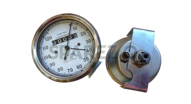 Royal Enfield Smiths Speedo Meter 0-120 MPH With White Face - SPAREZO