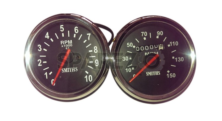 Smith Replica RPM Tachometer Speedo 0-150 MPH Vintage Bike BSA Triumph Norton - SPAREZO