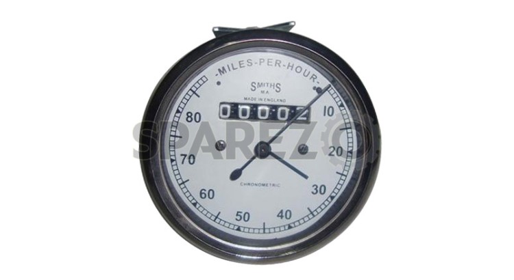 Smith Replica Speedometer 80 MPH White For BSA Norton Enfield Triumph Ariel - SPAREZO