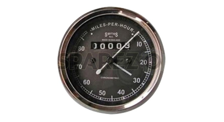 10 Smith Replica Speedo Meter 0-80mph Miles Black BSA Royal Enfield - SPAREZO