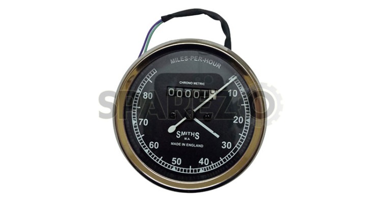 Smiths Replica Speedo Meter Speedometer 0-80 MPH Black For BSA, Vincent, Ariel - SPAREZO