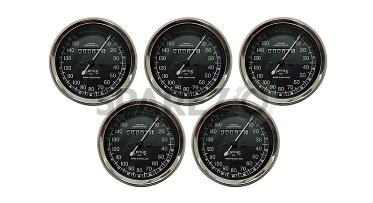 5 Pcs Smiths Replica Speedo Meter 0-150 MPH Black for BSA, Vincent, Ariel - SPAREZO