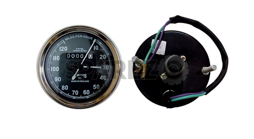 Royal Vintage Spare A117 Smith Replica Speedometer White Faced Bsa Royal Enfield Norten 0-120 Mph 54 Inches Long Speedometer Cable