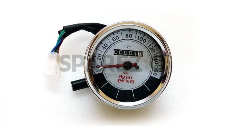 0-160 kmph royal enfield classic black face speedometer brass bezel 