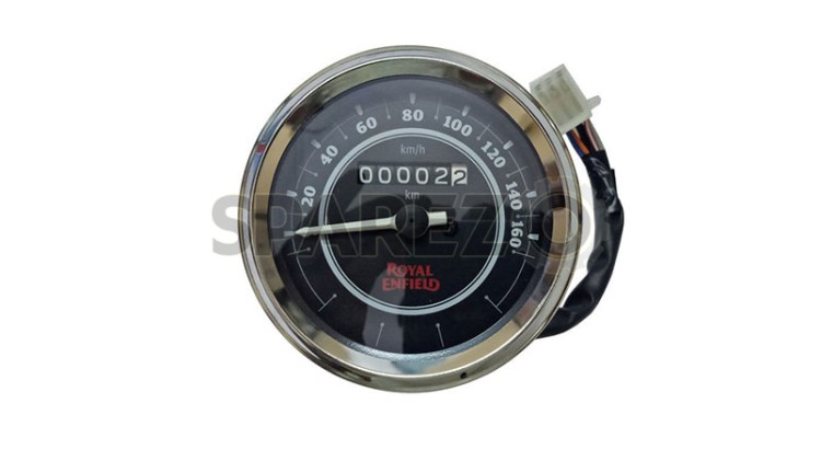 Royal Enfield Classic 0-160 kmph Speedo Meter Black Face - SPAREZO