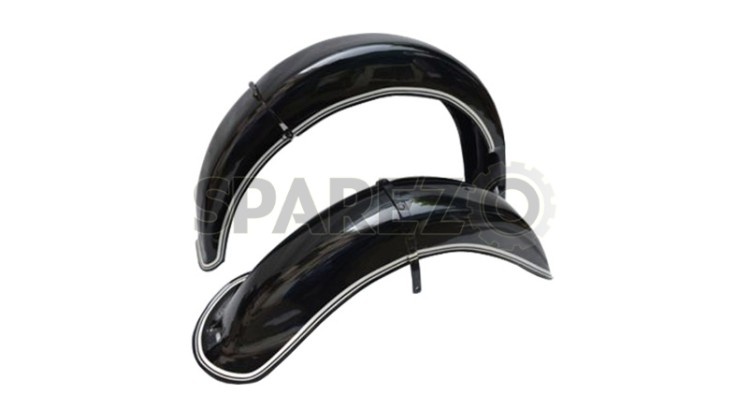 New BMW R71 Front & Rear Steel Mudguards Pair Set Black Painted - Fenders - SPAREZO