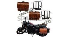 Royal Enfield New Classic Reborn 350cc Leather Brown Tan Bags With Mounting Pair - SPAREZO