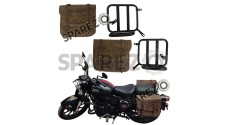 Royal Enfield New Classic Reborn 350 Leather Bags Dust Color With Mounting Pair - SPAREZO