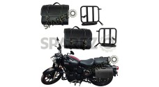 Royal Enfield New Classic Reborn 350 Leather Black Bags With Mounting Pair - SPAREZO