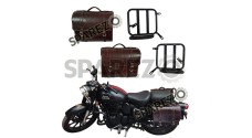 Royal Enfield New Classic Reborn 350cc Leather Antique Brown Bags and Mounting Pair - SPAREZO