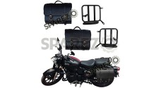 Royal Enfield New Classic Reborn 350 Leather Saddle Black Bags and Mounting Pair