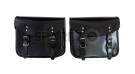 Royal Enfield Hunter 350 Leather Saddle Bags Glossy Black With Mounting Pair - SPAREZO