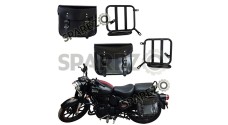 Royal Enfield New Classic Reborn 350 Leather Glossy Black Bags and Mounting Pair