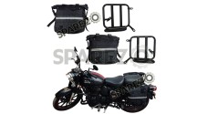 Royal Enfield New Classic Reborn 350 Canvas Saddle Black Bags With Mounting Pair