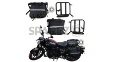 Royal Enfield New Classic Reborn 350 Canvas Saddle Black Bags With Mounting Pair - SPAREZO