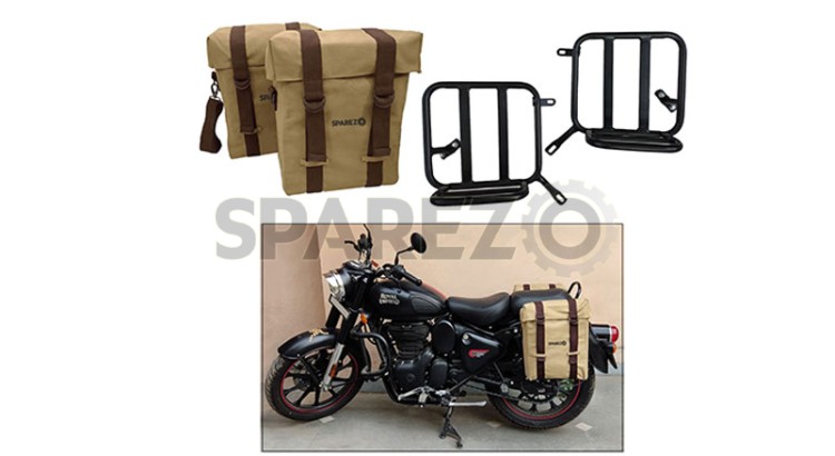 Royal Enfield New Classic Reborn 350 cc Military Pannier Bag With Fitting - SPAREZO