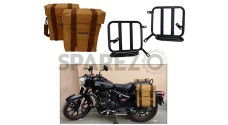 Royal Enfield New Classic Reborn 350cc Military Pannier Desert Color Bags With Fitting - SPAREZO