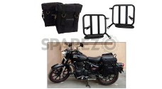 Royal Enfield New Classic Reborn 350cc Military Pannier Black Color Bags With Fitting - SPAREZO