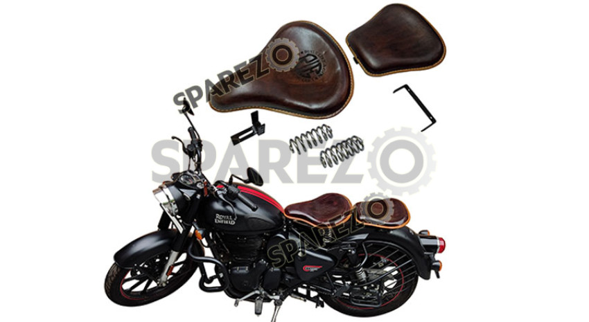 Royal Enfield Low Rider Seat For New Classic 350 Reborn – Brown Vinyl, One Piece Driver Seat