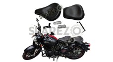 Royal Enfield New Classic Reborn 350cc Front and Rear Leather Seat Black - SPAREZO
