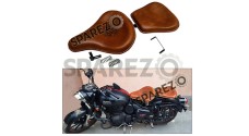 Royal Enfield New Classic Reborn 350cc Front and Rear Leather Seat Tan Brown - SPAREZO