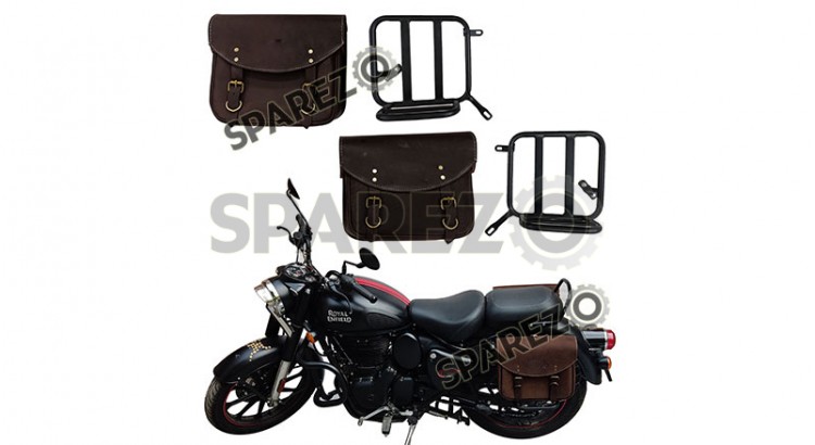 Royal Enfield New Classic Reborn 350cc Saddle Bags Rusty Brown With Mounting Pair - SPAREZO