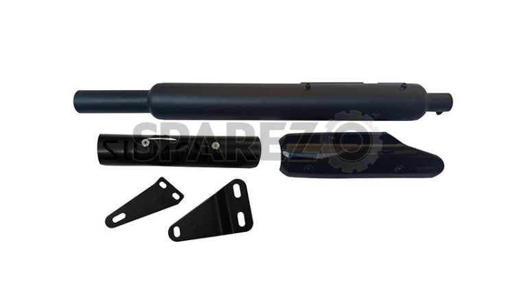 Royal Enfield Big Punjab Exhaust Silencer and Plate Black For Classic Reborn 350 - SPAREZO
