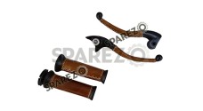 Royal Enfield New Classic Reborn 350cc Leather Covering Levers With Grips - SPAREZO
