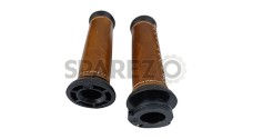 Royal Enfield New Classic Reborn 350cc Leather Covering Handlebars Grips - SPAREZO