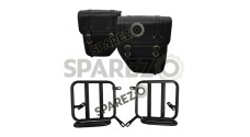 Royal Enfield New Classic Reborn 350cc Leather Bags With Mounting Pair Black
