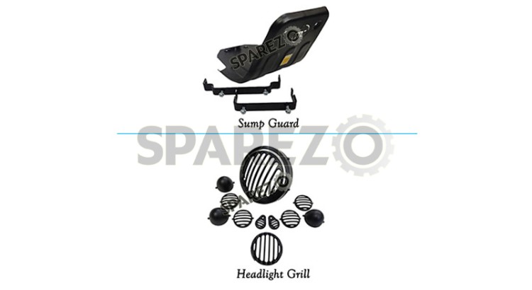 Royal Enfield New Classic Reborn 350cc Sump Guard and Headlight Grill Set Combo  - SPAREZO