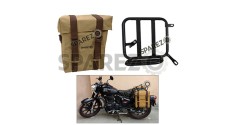 Royal Enfield Classic Reborn 350cc Golden Black LH Military Pannier Bag and Mounting
