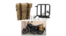 Royal Enfield Classic Reborn 350cc Sand Color LH Military Pannier Bag and Mounting