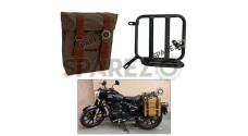 Royal Enfield Classic Reborn 350cc Olive Color LH Military Pannier Bag and Mounting