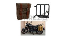 Royal Enfield Classic Reborn 350cc Olive Color LH Military Pannier Bag and Mounting - SPAREZO