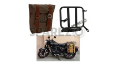 Royal Enfield Classic Reborn 350cc Olive Color RH Military Pannier Bag and Mounting