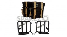 Royal Enfield New Classic Reborn 350cc Military Pannier Black and Golden Color Bags With Fitting - SPAREZO