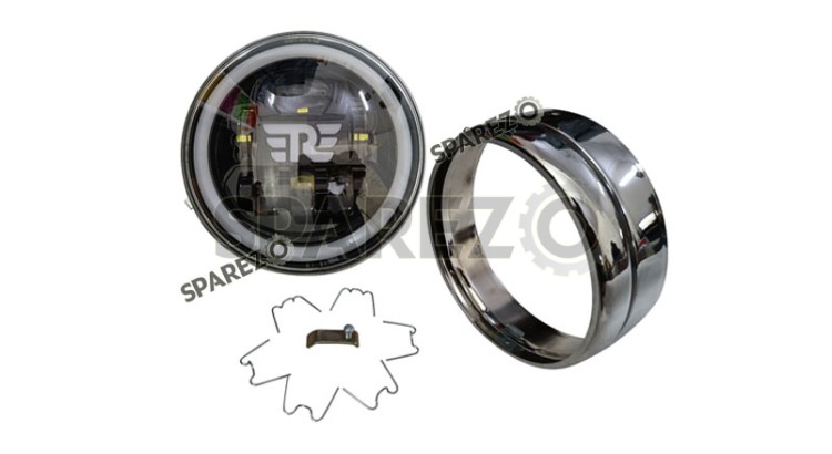 Royal Enfield Classic Reborn 350cc R Sign 7" LED Headlight With Rim 2022-2023 - SPAREZO