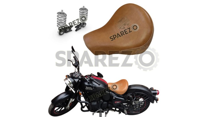 Royal Enfield New Classic Reborn 350cc Front Leather Low Rider Seat with Spring - SPAREZO