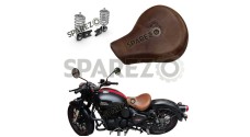 Royal Enfield New Classic Reborn 350cc Front Genuine Leather Low Rider Seat with Spring - SPAREZO