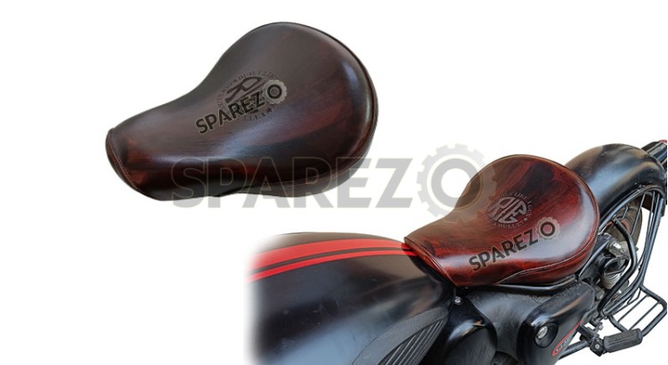 Royal Enfield New Classic Reborn 350cc Front Genuine Leather Low Rider Seat Antique Brown - SPAREZO