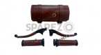 Royal Enfield Classic Reborn and Meteor 350cc Leather Covering Levers Grips With Tool Bag - SPAREZO
