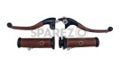 Royal Enfield Classic Reborn and Meteor 350cc Leather Covering Levers Grips With Tool Bag - SPAREZO