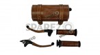 Royal Enfield New Classic Reborn and Meteor 350cc Leather Covering Levers Grips With Tool Bag - SPAREZO